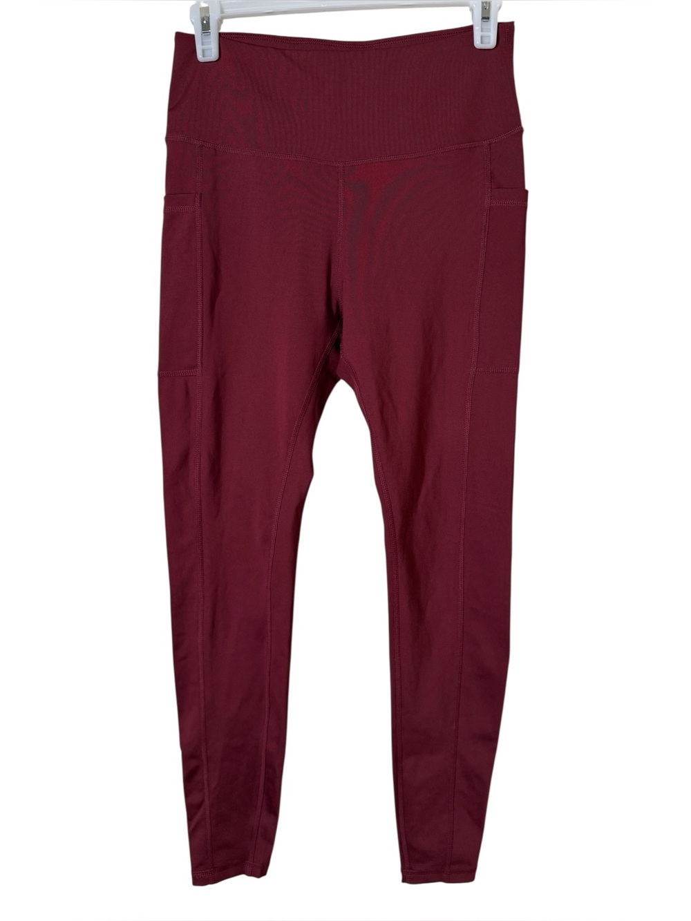 STRETCHTHERULES Small High-Rise Burgundy Leggings with Side Pockets